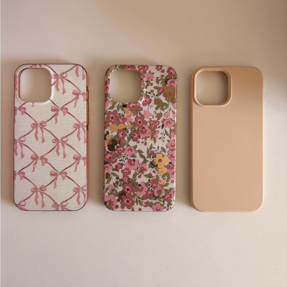 Floral and Bow Patterned iPhone 13 promax Cases - Pink and Cream